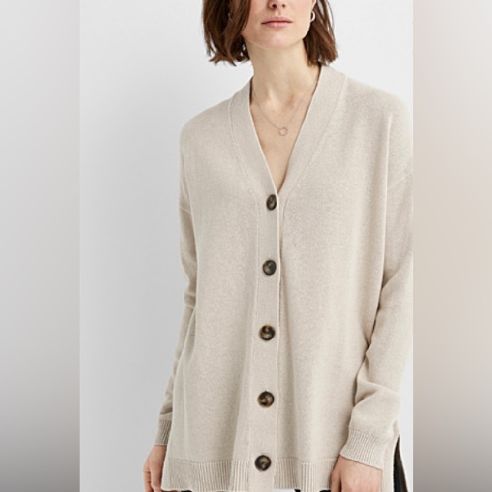 Simons Cream Button-Up Cardigan